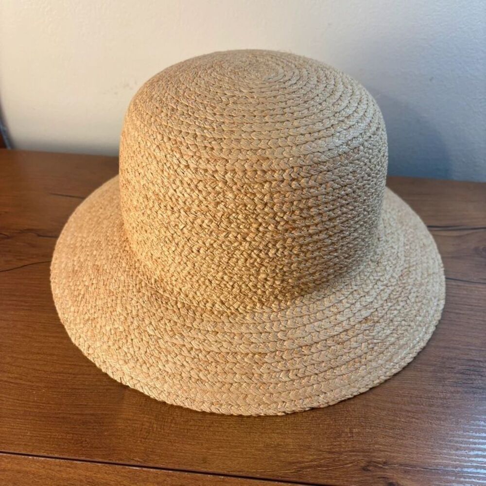J Crew Factory Straw Bucket Hat Natural Beige Size S/M